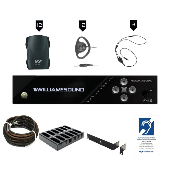 Williams Sound FM 557-12 PRO Dual FM & Wi-Fi Assistive Listening System | 12 Listeners