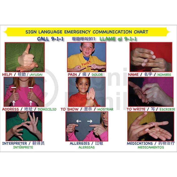 Sign Language Emergency Communication Chart