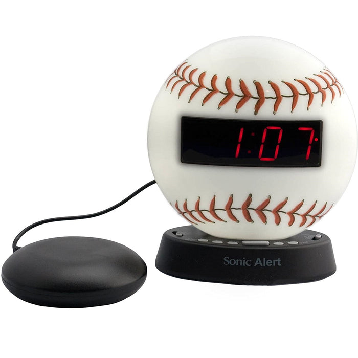 Sonic Glow SBW100BBSS Baseball Alarm Clock with Bed Shaker