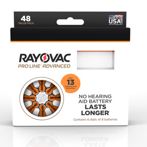 Rayovac Proline Advanced Mercury Free Hearing Aid Batteries 48 / Box Size 13