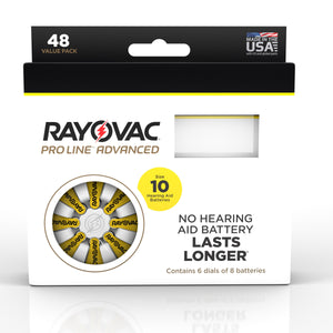 Rayovac Proline Advanced Mercury Free Hearing Aid Batteries 48 / Box Size 10